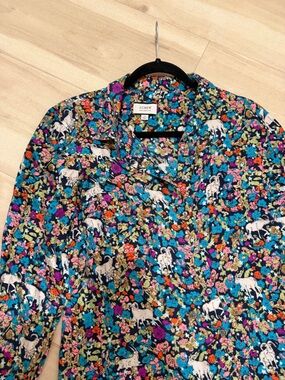 J.Crew Collection Floral & Horse Print Button-Up Shirt - Multicolor